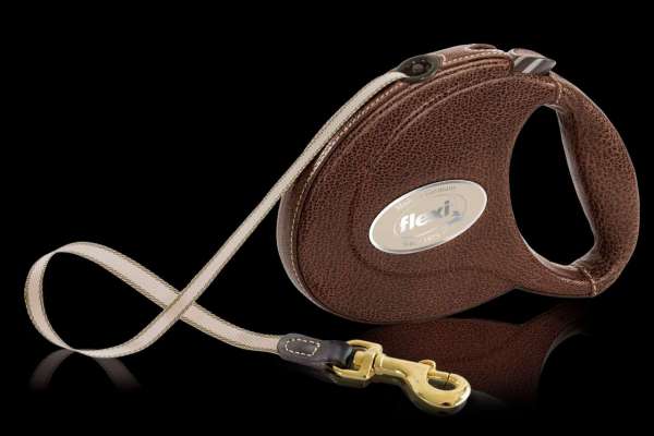 Flexi Leine Leder - Braun 5 Meter - Luxury Edition