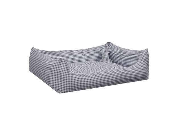 Hundebett Vichy Karo - Grau-Weiss
