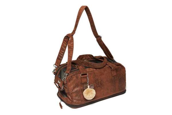 Hundetasche St. Tropez Deluxe Vintage Brown Chrystal Bow inkl. verstellbarem Schultergurt