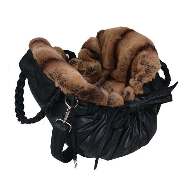 Designer Hundetasche Monaco - Black-Brown