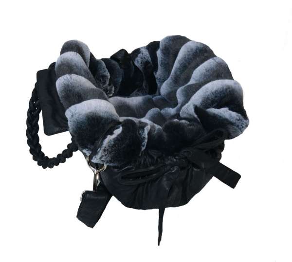 Designer Hundetasche Monaco - Black - Black/Grey Chinchilla