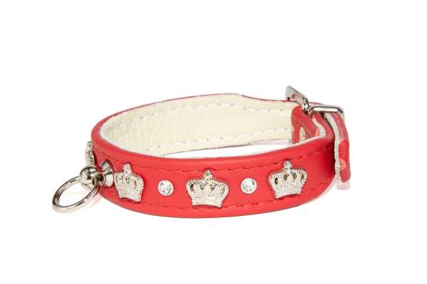 Hundehalsband Crown - Knallrot