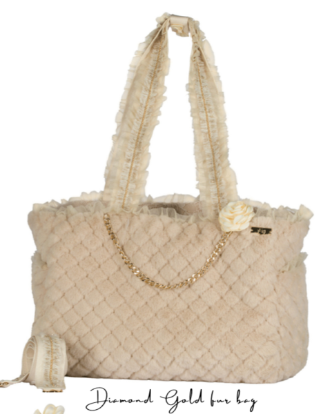 Designer Hundetasche Diamond Gold Fur Bag