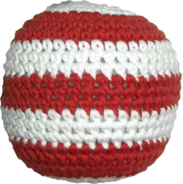 Hundespielzeug Handgehäkelter Ball - rot-weiss