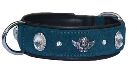 Angel™ Hundehalsband Aus Echtleder, Verstellbar 41,9–50,8 Cm, Mitternachtsschwarz