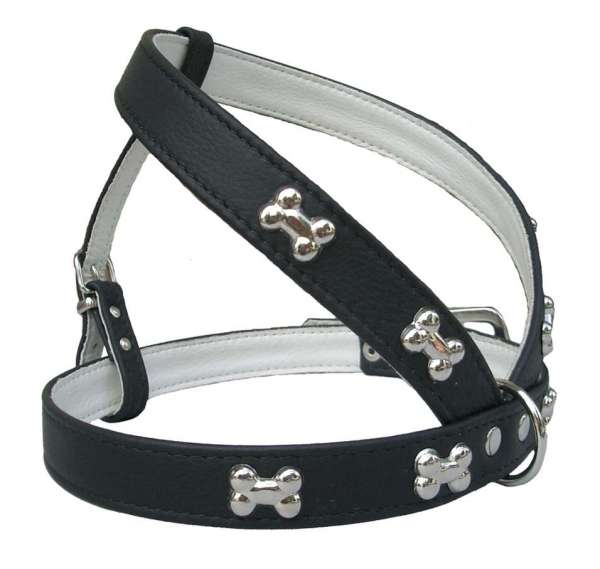 Hundegeschirr Silver Bone Black