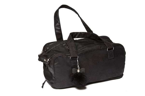 Hundetasche St. Tropez - Vintage Black Chrystal Bow Inlay Creme-Black inklusiv Carrier Blanket