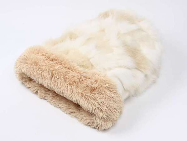 Luxus Hundedecke Cuddle Cup Bed Luxury Cream Fox - Camel Shag Luxury Edition