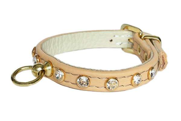 Strasshalsband Little Paris - Beige