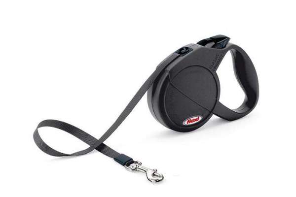 Flexi Leine Schwarz mit Gurtband bis 15kg