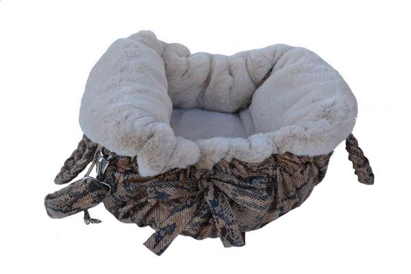 Luxus Hundetasche 3 in 1 Snake Limited Edition - Beige