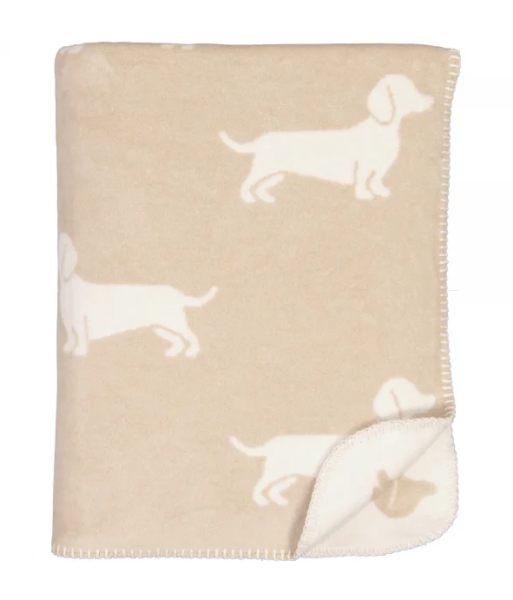 Wohndecke DOGS mit Dackel-Motiv - Beige-Creme