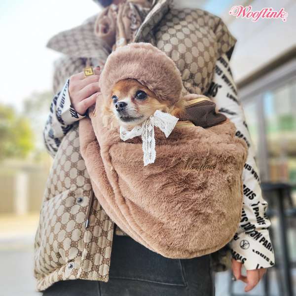Cross Over Hundetasche Hug Me Bag - CHOCOLATE FUR