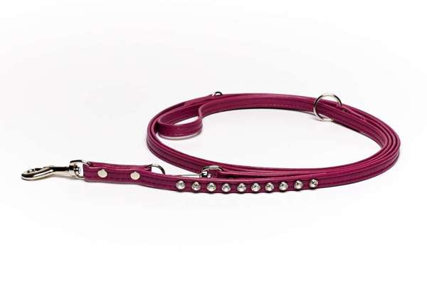 Führleine Fuchsia mit Swarovki-Kristallen