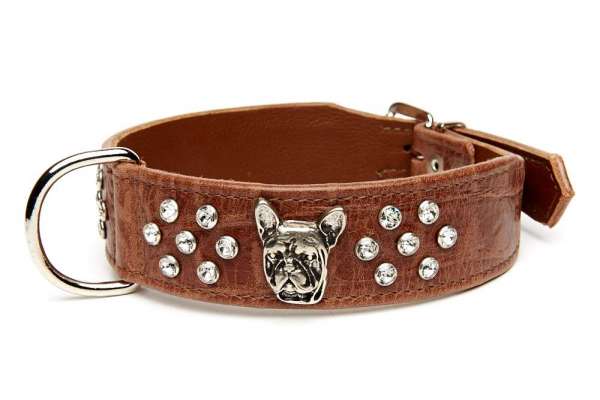 Französisch Bulldog Halsband Deluxe - Braun Croc