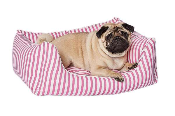 Hundebett Classic Stripes - Pink-Weiss