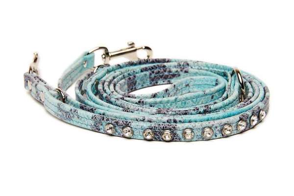 Verstellbare Hundeleine Ocean Snake mit Swarovski-Kristallen