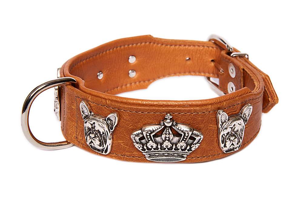 Franzsisch Bulldog Halsband Bully Deluxe Croc - Cognac