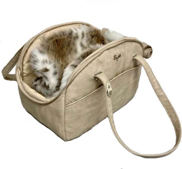 Hundetasche Milano - Crema-Snow Leopard