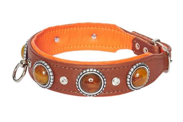 Hundehalsband Ambra - Rehbraun-Orange