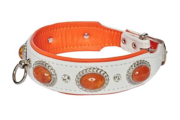 Hundehalsband Ibiza - Weiss-Orange