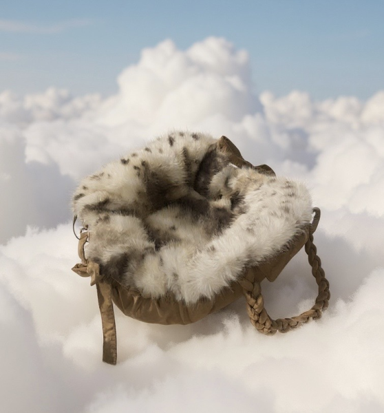 Designer Hundetasche MADE IN HEAVEN - Snow Leopard - Alcantara Camel