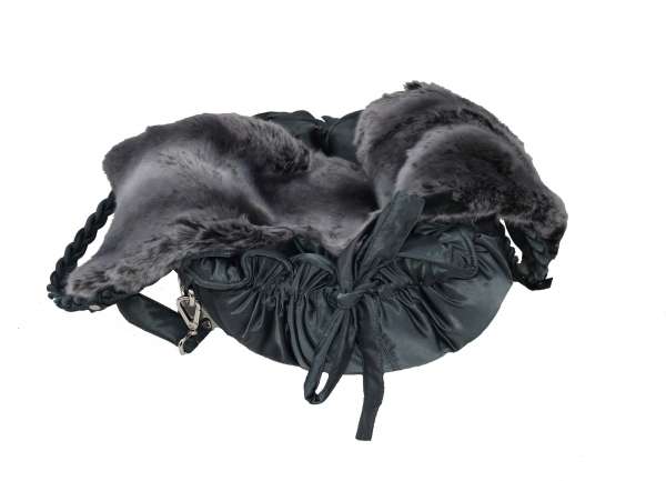 Designer Hundetasche Monaco 3 in1 mit herausnehmbarer Webpelzdecke - Steel Grey