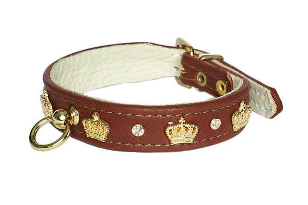 Hundehalsband Crown - Rehbraun