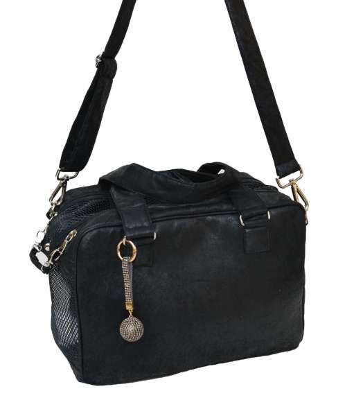 Hundetasche St. Tropez Black-Darkbrown-Beige