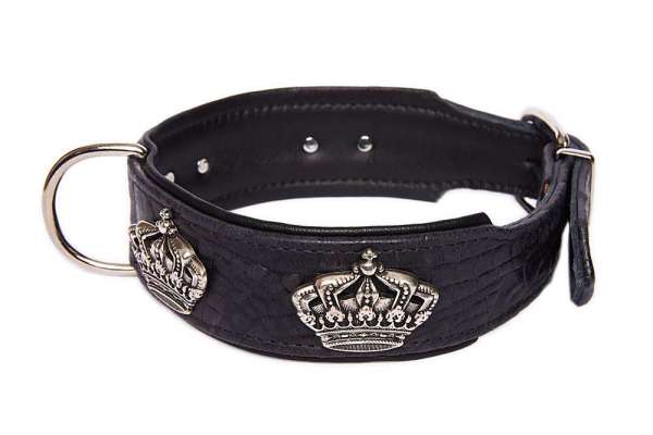 Hundehalsband Crown Croc - Black