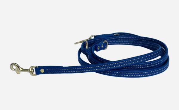 Verstellbare Führleine Blau mit oranger Naht