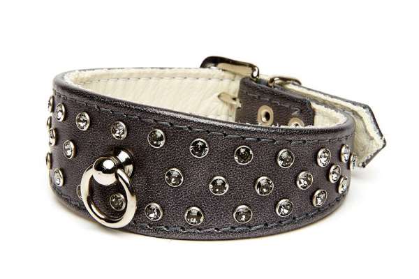 Hundehalsband 5th Avenue - Anthrazit-Smokey Crystals