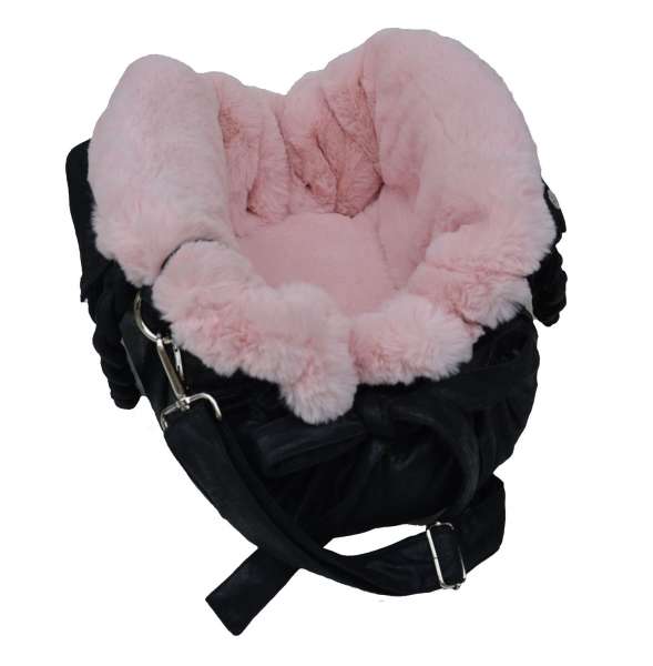 Luxus Hundetasche My Love -Black-Rosa