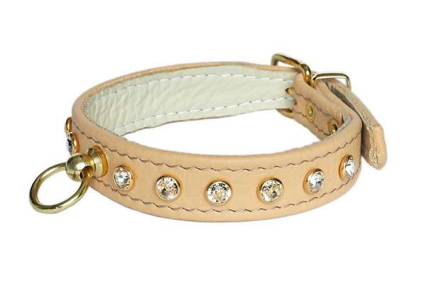 Strasshalsband Little Paris Deluxe - Beige