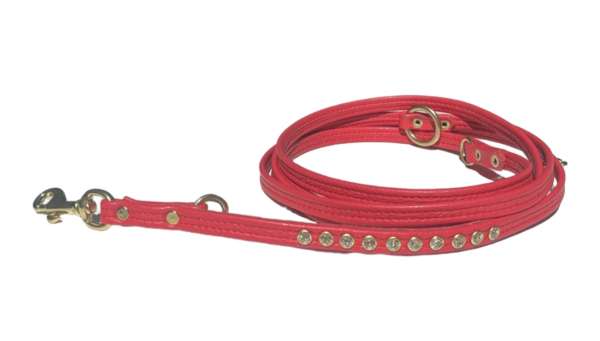 Verstellbare Führleine mit Strass-Kristallen - Flamingo